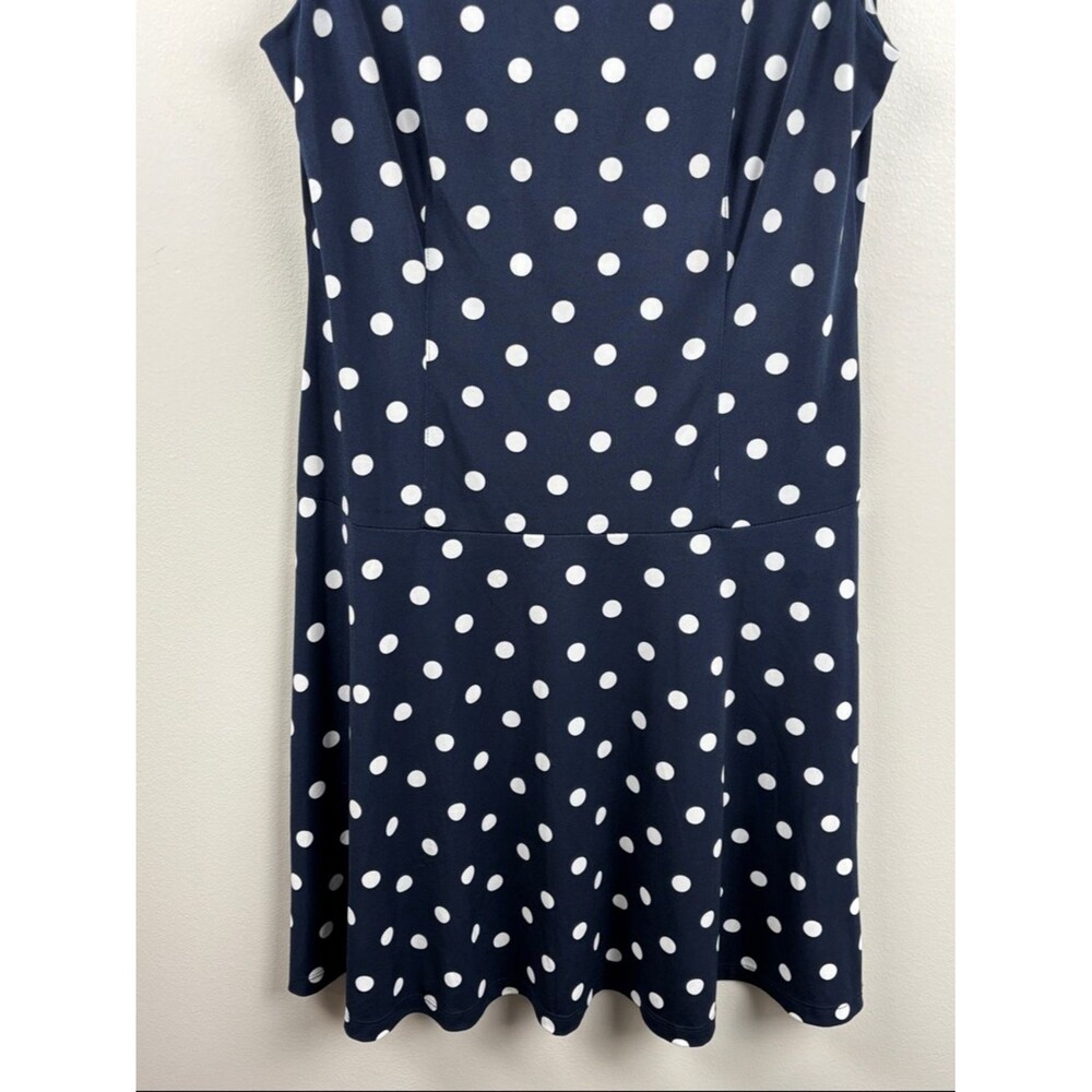 connected apparel Navy and White Polka Dot Sleeveless dress size 10 - Picture 6 of 7
